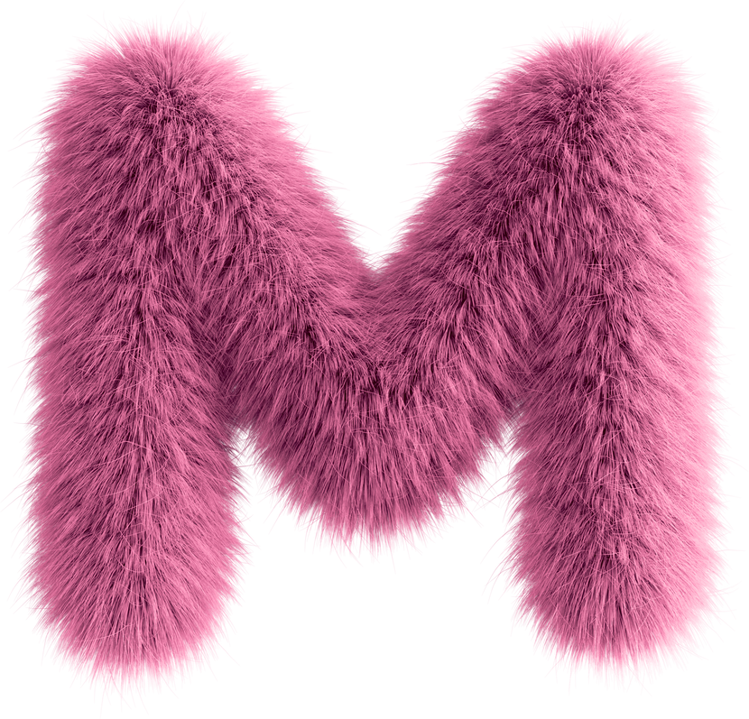 Pink 3D Fluffy Letter M