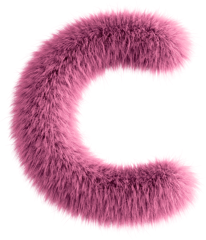 Pink 3D Fluffy Letter C