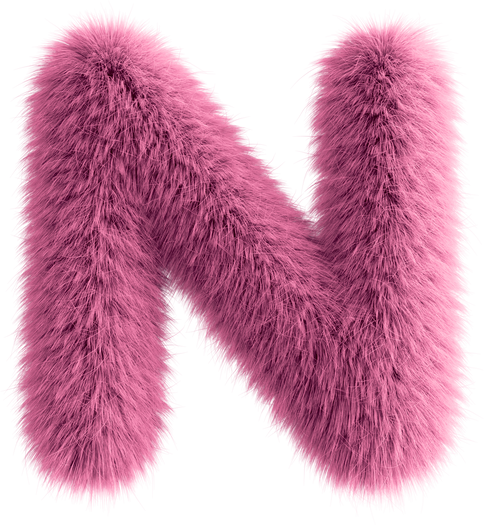 Pink 3D Fluffy Letter N