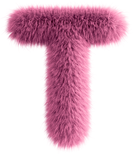 Pink 3D Fluffy Letter T