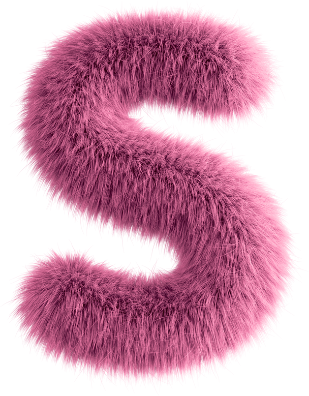 Pink 3D Fluffy Letter S