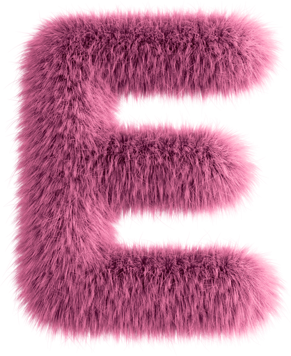 Pink 3D Fluffy Letter E